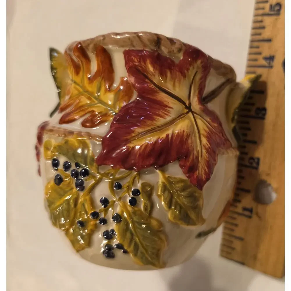 Bico China Creamer Sugar w Lid and Spoon Fall Leaf Motif